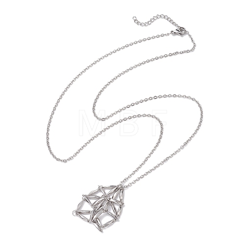 Crystal Stone Cage Pendant Necklaces NJEW-JN04757-03-1
