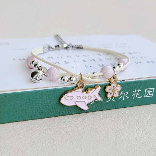 Cute Cartoon Airplane Alloy Enamel Three Layer Multi-strand Charm Bracelets for Women TU6041-6-1