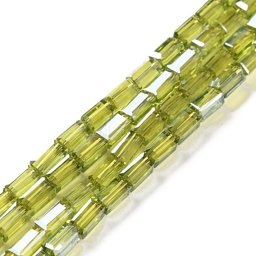 Electroplate Transparent Glass Beads Strands Pearl Luster Plated EGLA-H106-01A-PL05-1