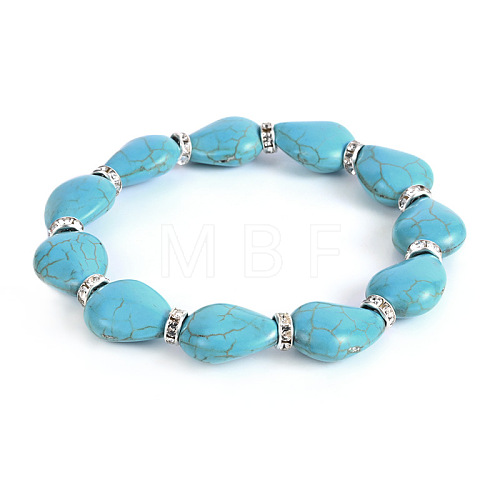 Vintage Teardrop Synthetic Turquoise Beaded Bracelets for Women FL7669-9-1