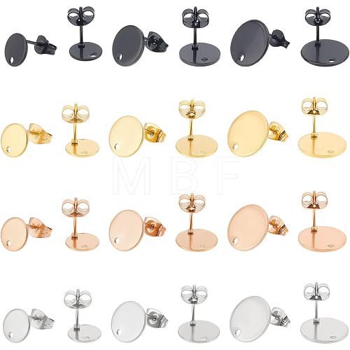 Unicraftale 48Pcs 12 Style Ion Plating(IP) 304 Stainless Steel Stud Earring Findings STAS-UN0039-36-1