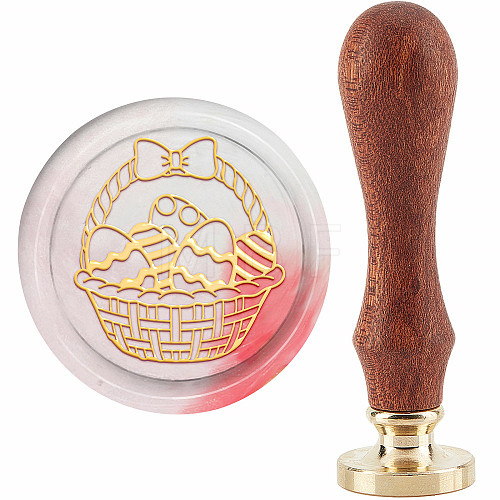 Brass Wax Seal Stamp with Handle AJEW-WH0184-0791-1