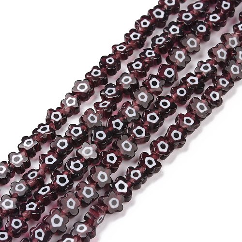 Handmade Millefiori Glass Bead Strands LAMP-J035-6mm-56-1