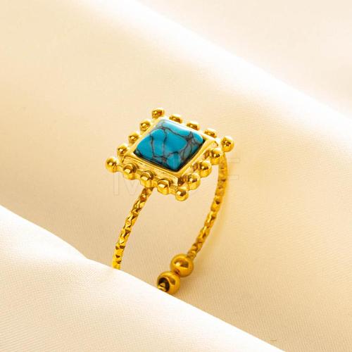 Square Synthetic Turquoise Finger Rings EW3188-6-1