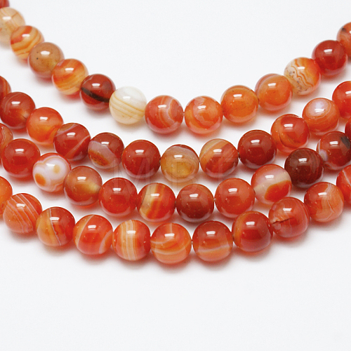 Natural Red Agate Bead Strands G-G880-05-10mm-1