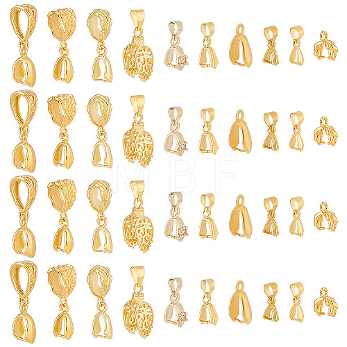   60Pcs 10 Styles Brass Ice Pick Pinch Bails for Pendant Making KK-PH0009-95-1