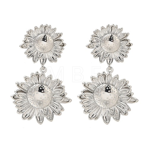 Rack Plating Flower Brass Stud Earrings EJEW-H016-16P-1