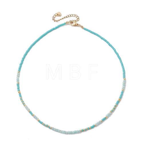 Bohemian Style Natural Amazonite Beaded Necklaces NJEW-JN04658-02-1