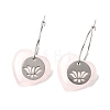 Natural Rose Quartz & 304 Stainless Steel Hoop Earrings for Women EJEW-G475-02P-09-4