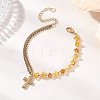 304 Stainless Steel Cross Charm Bracelets BJEW-JB13419-1