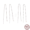 Rhodium Plated 925 Sterling Silver Ear Thread STER-P047-10P-1