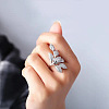 Brass Micro Pave Clear Cubic Zirconia Finger Rings FS-WG77E03-04-2