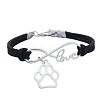 Infinity & Paw Print & Word Love Alloy with Suede Cord Charm Bracelets FS-WG0006A-06-3