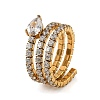 304 Stainless Steel Micro Pave Cubic Zirconia Cuff Open Rings for Women SA-CBAABBA-18A-G-1