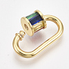Brass Micro Pave Cubic Zirconia Screw Carabiner Lock Charms ZIRC-S061-140A-4