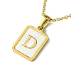 Ion Plating(IP) Rectangle with Initial Letter 304 Stainless Steel Pendant Necklace NJEW-R265-04G-D-1