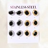 6 Pairs 304 Stainless Steel Pave Cubic Zirconia Stud Earrings SA-CBADCF0-04GP-03-1