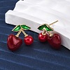 Cherry Brass ABS Plastic Pearl Stud Earrings EJEW-U062-04A-G-3