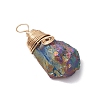 Electroplated Raw Natural Quartz Crystal Copper Wire Wrapped Pendants PALLOY-JF03426-01-4