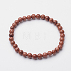 Round Synthetical Goldstone Stretch Bracelets BJEW-O117-01-1