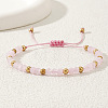 Glass & Brass Round Beads Braided Bead Bracelets RD6595-4-2