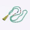 Natural Green Aventurine Tassel Pendant Necklaces NJEW-P193-A06-1