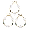 Natural Baroque Keshi Pearl Oval & Paua Shell & Freshwater Pearl Beaded Bracelets BJEW-JB14337-3