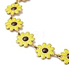 Yellow Enamel Daisy Flower Link Chain Necklace NJEW-C037-01G-3