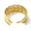 Vacuum Plating 201 Stainless Steel Feather Open Cuff Rings for Women RJEW-C092-26G-3
