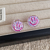 Transparent Acrylic Smiling Face Stud Earrings with Sequins FS-WG0A61D-04-1