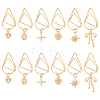 12Pcs 6 Style Flower/Snowflake/Bowknot Brass Micro Cubic Zirconia Charm Bookmarks AJEW-AB00184-1