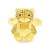 Bear Brass Micro Pave Cubic Zirconia Open Cuff Ring for Women RJEW-U003-23F-G-2