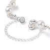 Round Shell Pearl Beaded Bracelet with Safety Chain BJEW-TA00036-6