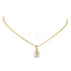 Summer Natural Baroque Keshi Pearl & Alloy Shell Slice Square Pendant Brass Cable Chain Necklaces NJEW-JN06048-2
