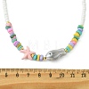 Ocean Synthetic Turquoise Starfish & Handmade Porcelain Fish & Glass Seed Beaded Necklaces for Women NJEW-JN06221-5