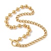 304 Stainless Steel Half Ball Chain & Twisted Chain Necklaces with OT Buckles NJEW-V010-03G-1