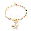 Brass Starfish Charm Bracelets BJEW-JB05807-01-1