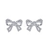 Rhodium Plated 925 Sterling Silver Micro Pave Cubic Zirconia Bowknot Stud Earrings for Woman EJEW-P231-72P-1