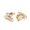 Christmas Brass Micro Pave Cubic Zirconia Enamel Charms KK-L255-19G-02-2