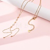 304 Stainless Steel Crystal Rhinestone Flat Round Star Pendant Y Tassel Lariat Necklaces for Women NJEW-F378-03G-3