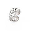 304 Stainless Steel Curb Chain Open Cuff Ring for Women RJEW-S405-162P-3