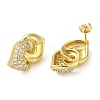 Interlocking Heart Rack Plating Brass Micro Pave Cubic Zirconia Stud Earrings for Women EJEW-O001-04G-2