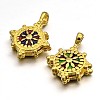 Helm Buddhist Jewelry Golden Tone Brass Enamel Counter Clips KK-L088-15-RS-1