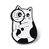 Cartoon Style Cat with Magnifying Glass Enamel Pins JEWB-Q041-01B-1