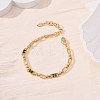 Oval & Paperclip Brass Micro Pave Cubic Zirconia Link Chain Bracelets for Women BJEW-D458-01G-05-1
