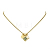 Brass Natural Paua Shell & Pearl Pendant 304 Stainless Steel Curb Chain Necklaces for Women NJEW-JN06258-03-3