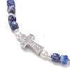 Natural Lapis Lazuli Beaded Stretch Bracelets BJEW-JB13199-02-3