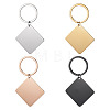4Pcs 4 Styles Stainless Steel Keychains KEYC-TA0004-81C-1