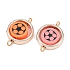 CCB Plastic Frame with Polymer Clay Football Beads Flat Round Links Connector Charms KK-D103-10F-RG-2
