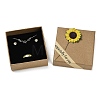 Kraft Paper Gift Boxes with Faux Sunflower Outside for Jewelry Set CON-Z011-01A-03-3